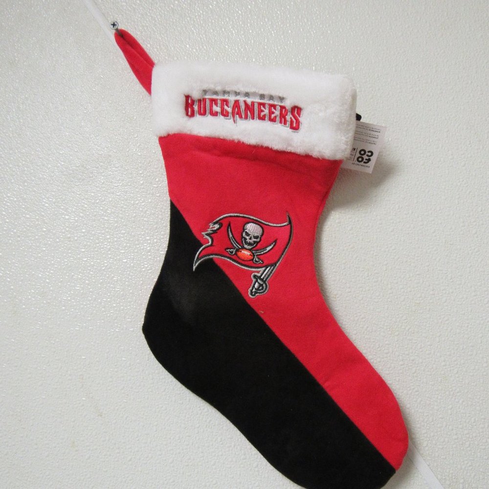 Embroidered NFL Tampa Bay Buccaneers on 18" Black/Red Basic Christmas Stocking